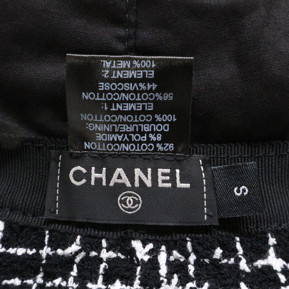 CHANEL Coco Mark Tweed Bucket Hat, Size S, Black, Women's - Picture 7 of 9